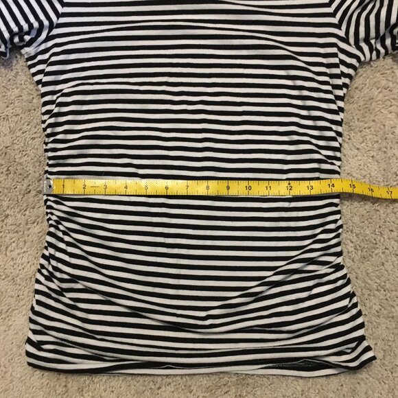 B&W French Stripe Stylish Zipper Sleeve Tee - Picture 12 of 15